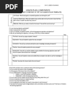 Lesson Plan Components: (Modified List Courtesy of TEP 3-4-3 Lesson Plan Template)