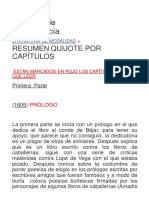 Resumen Quijote Por Capítulos - Material Didáctico de Marga Gracia