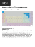 List of Elements That Are Nonmetals