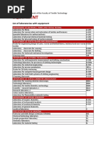 Equipment: List of Laboratories With Equipment