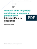 Relación Entre Lenguaje y Conciencia, y Lenguaje y Pensamiento