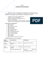 Unit I Overview of Management