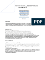 Resistencia Óhmica, Resistividad y Ley de Ohm