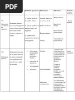 Cuadro de Variables