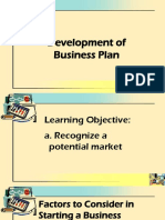 Development of Business Plan