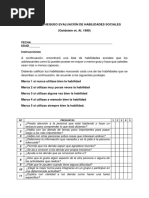 Lista de Chequeo Evaluación de Habilidades Sociales