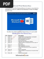 Microsoft Word Shortcut Keys