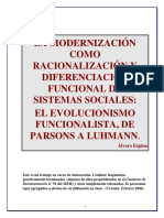 La Modernización Como Racionalización Y Diferenciación Funcional de Sistemas Sociales: El Evolucionismo Funcionalista, de Parsons A Luhmann