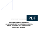 Especificaciones Técnicas de Construcción de Parque de Juegos para Niños, Jóvenes Y Adultos Mayores Hugo Cruz Andrade