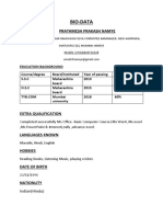 Bio-Data: Prathmesh Prakash Namye