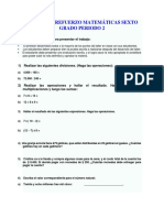 Taller de Refuerzo Matemáticas Sexto Grado Periodo 2