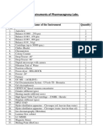 List of Instruments of Pharmacognosy Labs.: Serial No. Name of The Instrument Quantity