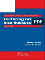 Sandor Szabo, Arthur D. Sands - Factoring Groups Into Subsets-CRC Press (2009)