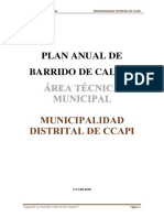 Plan Anual de Barrido de Calles 2017 Ccapi