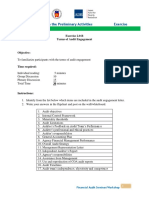 Session 2.0: Perform The Preliminary Activities Exercise: Exercise 2.0-B Terms of Audit Engagement