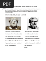 History in The Developmet of The Structure of Atom: Different Contributions of Scientist