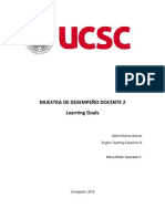 Muestra de Desempeño Docente 2 Learning Goals: Astrid Guerra Azócar