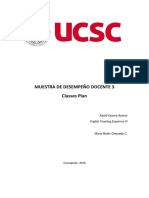 Muestra de Desempeño Docente 3 Classes Plan: Astrid Guerra Azócar