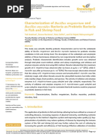 Characterization of Bacillus Megaterium and Bacillus Mycoides Bacteria As Probiotic Bacteria in Fish and Shrimp Feed