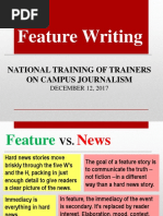 Feature Writing: National Training of Trainers On Campus Journalism