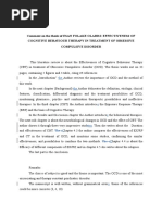 Comment On The Thesis of Esan Folake Olabisi: Effectiveness of Cognitive Behaviour Therapy in Treatment of Obsessive Compulsive Disorder