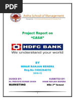 Project Report On "CASA": Nihar Ranjan Behera Reg - No-1006284016