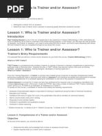 Lesson 1: Who Is Trainer And/or Assessor?: Objectives