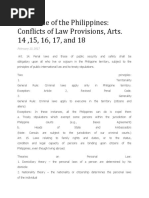 Civil Code of The Philippines: Conflicts of Law Provisions, Arts. 14, 15, 16, 17, and 18