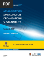 MBAXGBAT9119 Managing For Organisational Sustainability S22017