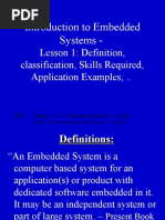 Introduction To Embedded Systems - : Lesson 1: Definition, Classification, Skills Required, Application Examples, .