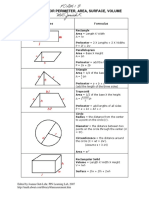 Geometry Formulas 2D 3D Perimeter Area Volume