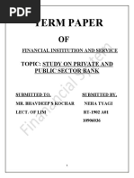 Term Paper: Topic: Study On Private and Public Sector Bank