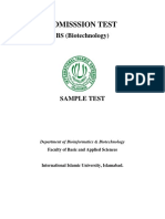 Admisssion Test: BS (Biotechnology)