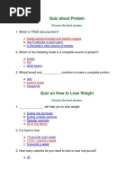 Quiz About Protein: A. Builds Strong Muscles and Healthy Organs