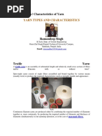 Types of Yarn - Characteristics of Yarn