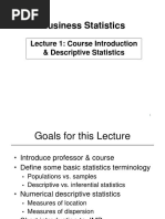 Business Statistics: Lecture 1: Course Introduction & Descriptive Statistics