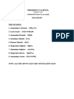 Salt Analysis With Equations