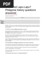 Who Killed Lapu-Lapu? Philippine History Questions Answered: Facebook Twitter Linkedin