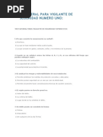 Test General para Vigilante de Seguridad Numero