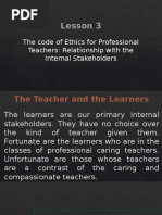 Lesson 3: The Code of Ethics For Professional Teachers: Relationship With The Internal Stakeholders