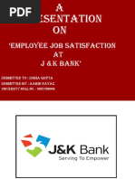 Employee Job Satisfaction AT J &K Bank': Submitted By: Aabir Fayaz Submitted To: Sonia Gupta