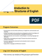 Introduction To Ling 114: Structures of English