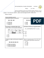 Prueba de Educación Matemática Cuarto Año Básico Patrones