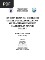 Division Training Workshop On The Contextualization of Teaching Resource Material in Mapeh Phase I