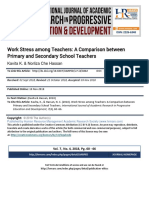 Work Stress Among Teachers A Comparison Between Primary and Secondary School Teachers