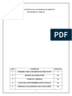 Analysis of Financial Statements of Harvest Investments Company