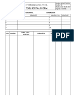 Tool Box Talk Form: Date - Location - Supervisor