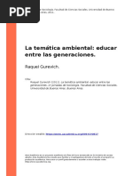 Raquel Gurevich (2011) - La Tematica Ambiental Educar Entre Las Generaciones