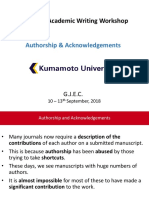 Advanced Academic Writing Workshop: Authorship & Acknowledgements