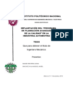 Implementacion Del Programa de Planeacion Avanzada de La Calidad en La Industria Automotriz